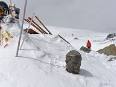 12A Jerome Ryan approaches the Lenin Peak summit 7134m with the bust of Lenin on the snow